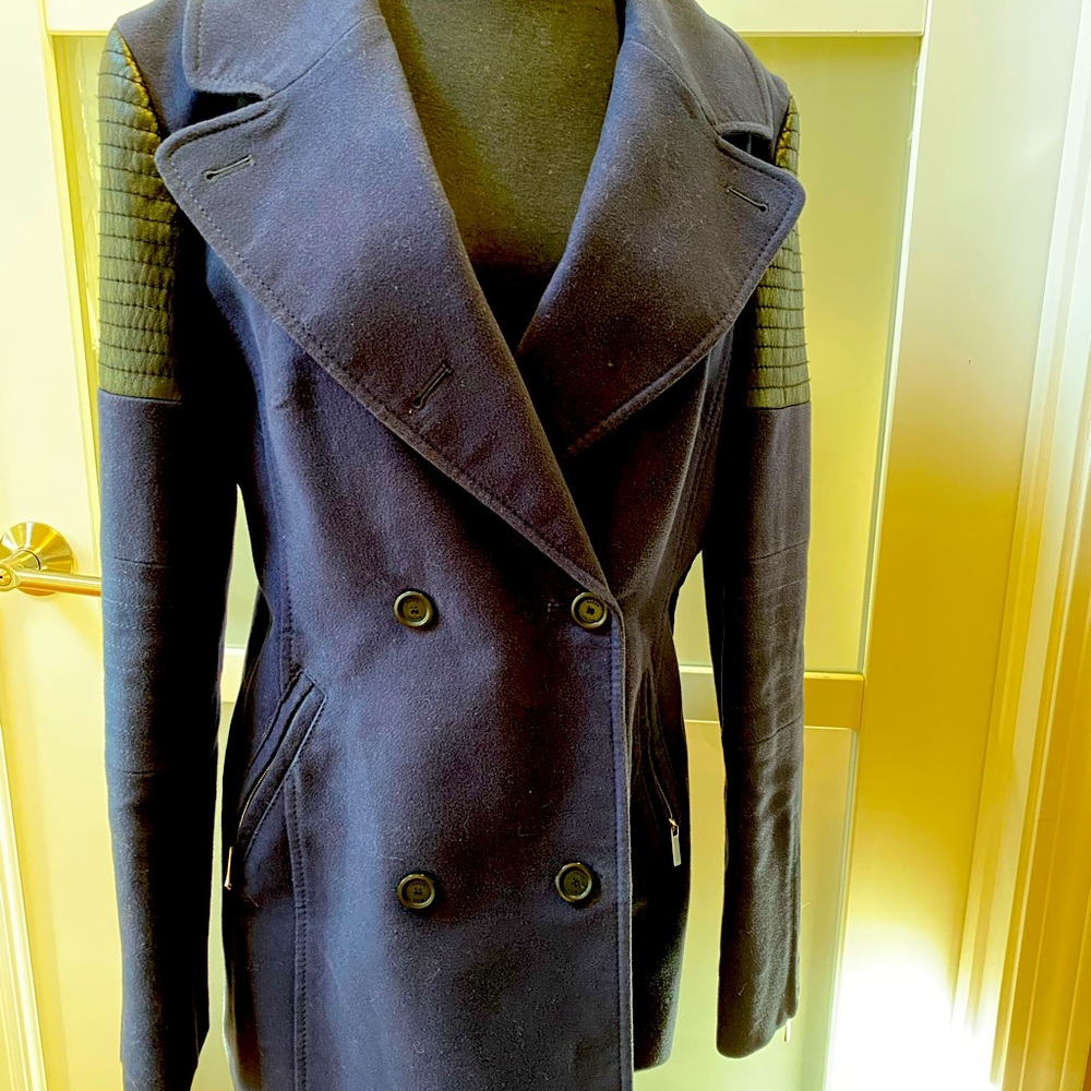 Karen Millen navy & black double breasted coat